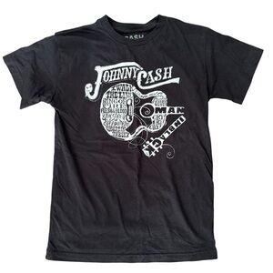 Johnny Cash Black White Short Sleeve Guitar T-Shirt M
